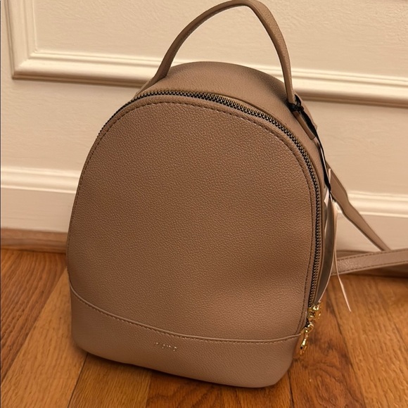 NEW Riona Mia Mini Light Brown Tan Vegan Pebbled Leather Backpack Purse - Picture 7 of 10